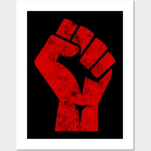 Big Red Raised Fist Salute of Unity Solidarity Resistance Posters and Art